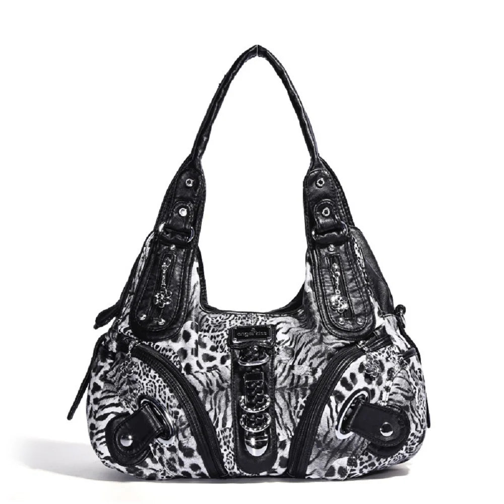 Damen-Handtasche Leopard-Print Stilvolle Schultertasche Top-Handle für den Alltag