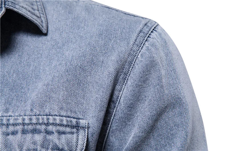 Herren Denim Shirts aus 100% Baumwolle mit Doppel Taschen für den Herbst