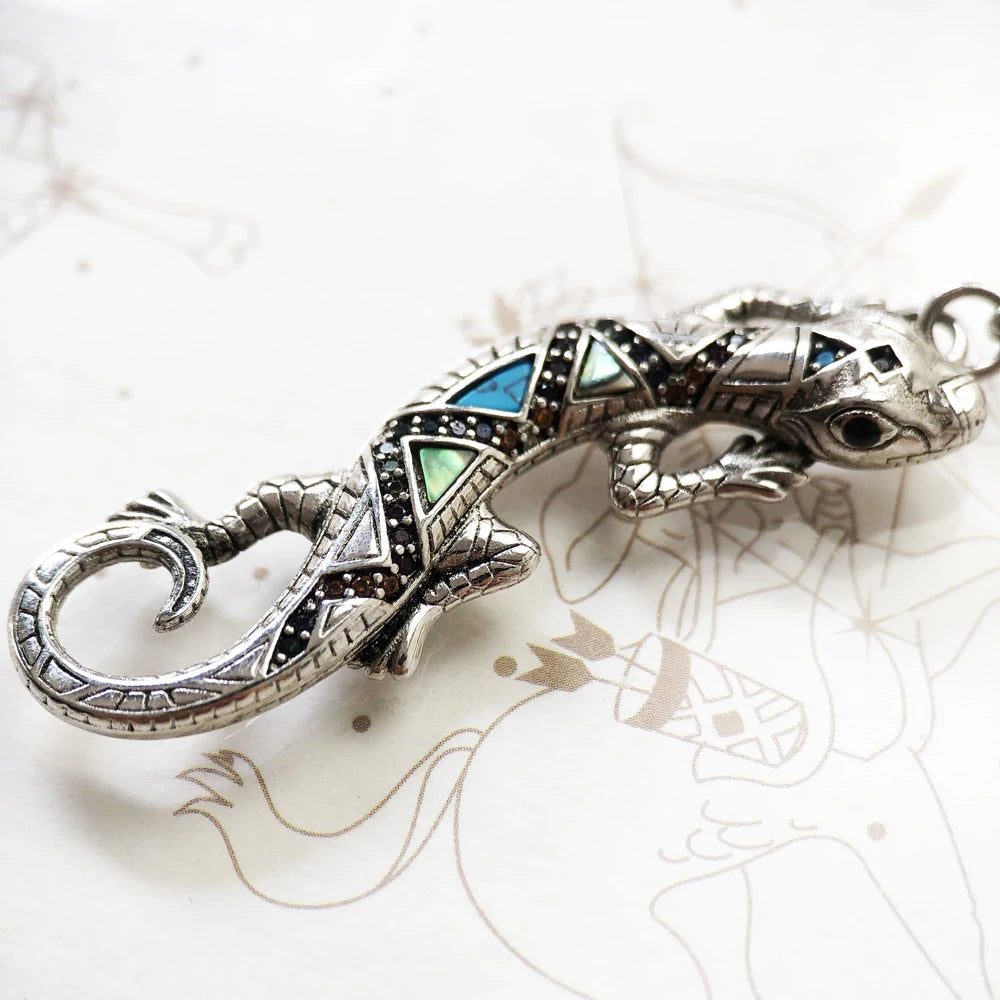 Damen-Charm Eidechse mit Türkis aus Sterlingsilber