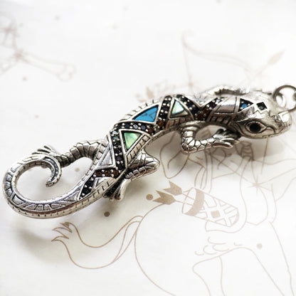 Damen-Charm Eidechse mit Türkis aus Sterlingsilber