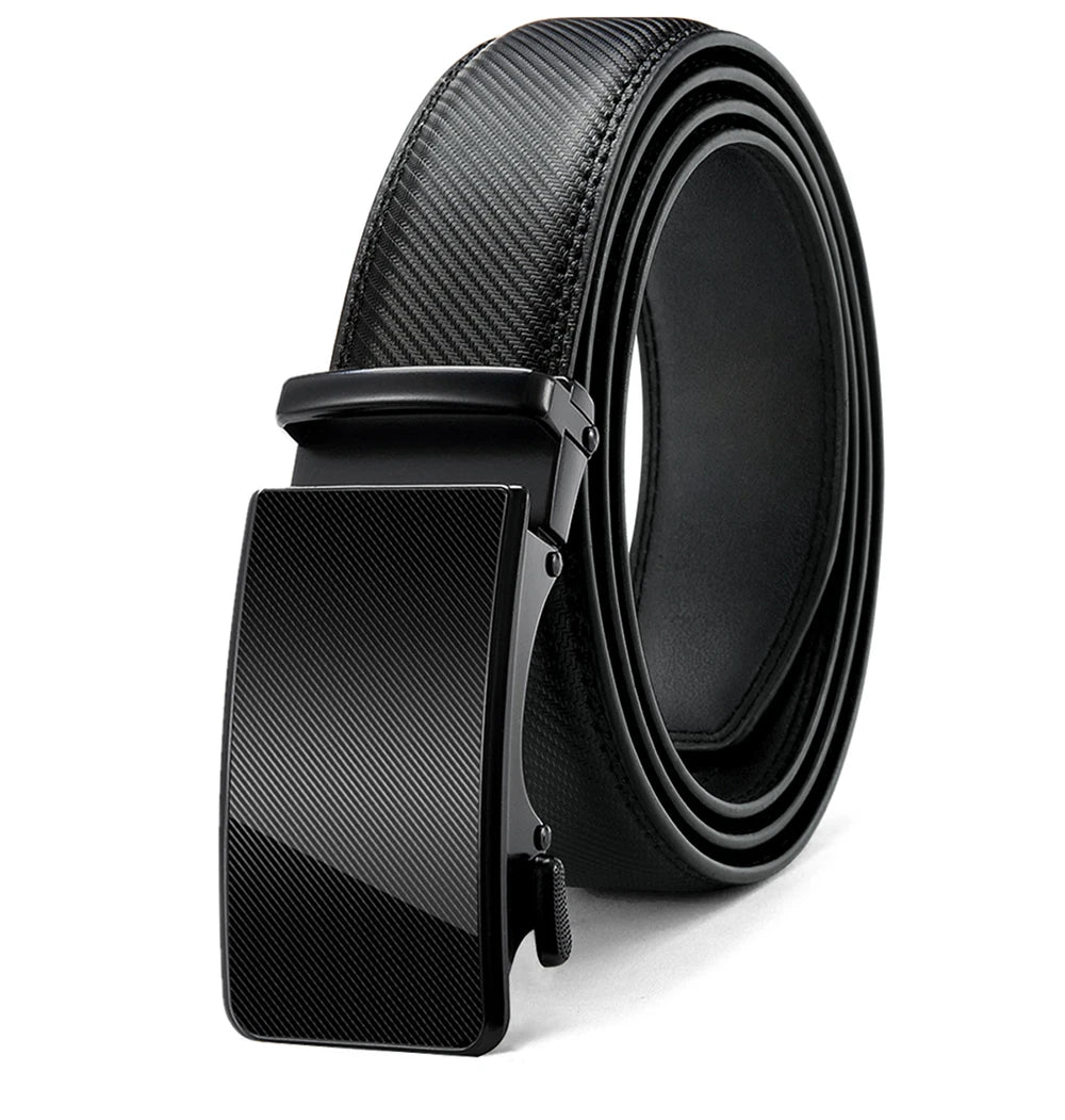 Herren Echtleder-Gürtel Luxus 3,5 cm Automatik-Schnalle Rindsleder Verstellbar
