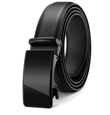 Herren Echtleder-Gürtel Luxus 3,5 cm Automatik-Schnalle Rindsleder Verstellbar
