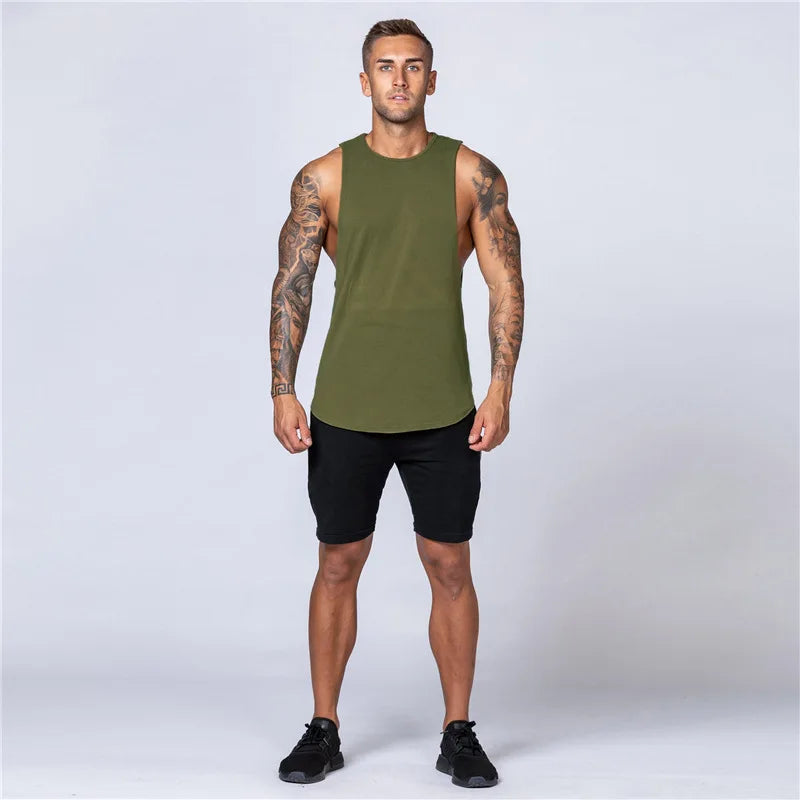 Sommer Basic Herren Tanktops leere Baumwolle lose Tank Top Männer Singulett Männer schlichte Bodybuilding Fitness aktive ärmellose Weste