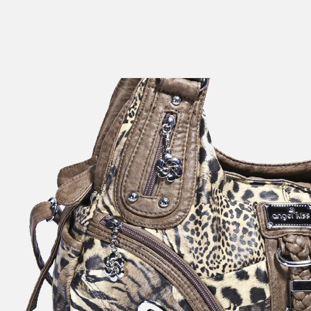Damen-Schultertasche Leopardenmuster Top-Handle Design für Alltag mit großer Kapazität