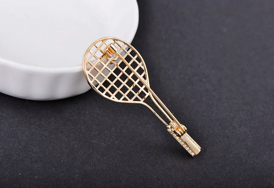 Brosche Badminton Schläger Kupfer Zirkon Sport Mode Damen