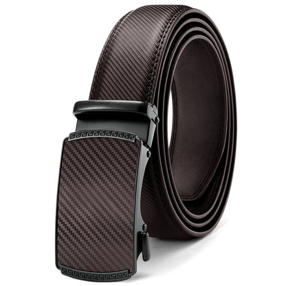 Herren Echtleder-Gürtel Luxus 3,5 cm Automatik-Schnalle Rindsleder Verstellbar