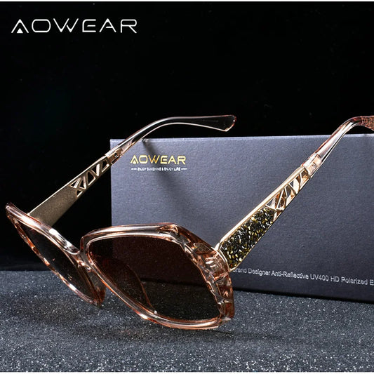 AOWEAR Luxus Platz Übergroßen Sonnenbrille Frauen Polarisierte Marke Design Vintage Sonnenbrille Damen Outdoor Shades Brillen Oculos