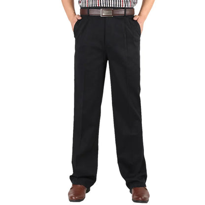 Männer Casual Hosen aus einfarbiger Baumwolle mit hohem Bund und Taschen