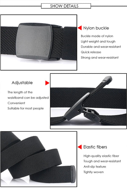 Unisex-Gürtel aus Nylon mit Elastischem Stretchband und Metallfreiem Schnellverschluss Gestreift