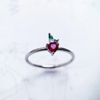 Damen-Ring Erdbeere Liebe süß ausgefallen aus Sterlingsilber