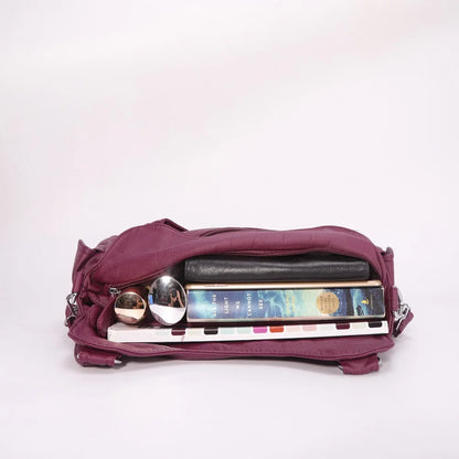 Damen-Schultertasche Aus PU-Leder Mit Reißverschluss Und Innenfächern Großes Stauraumvolumen