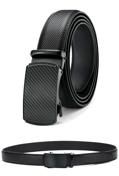 Herren Echtleder-Gürtel 3,4 cm Automatik-Schnalle Business Leisure Rindsleder