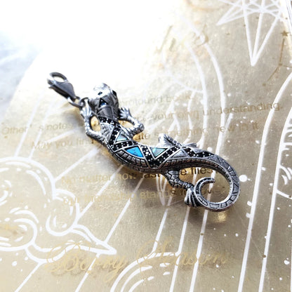 Damen-Charm Eidechse mit Türkis aus Sterlingsilber