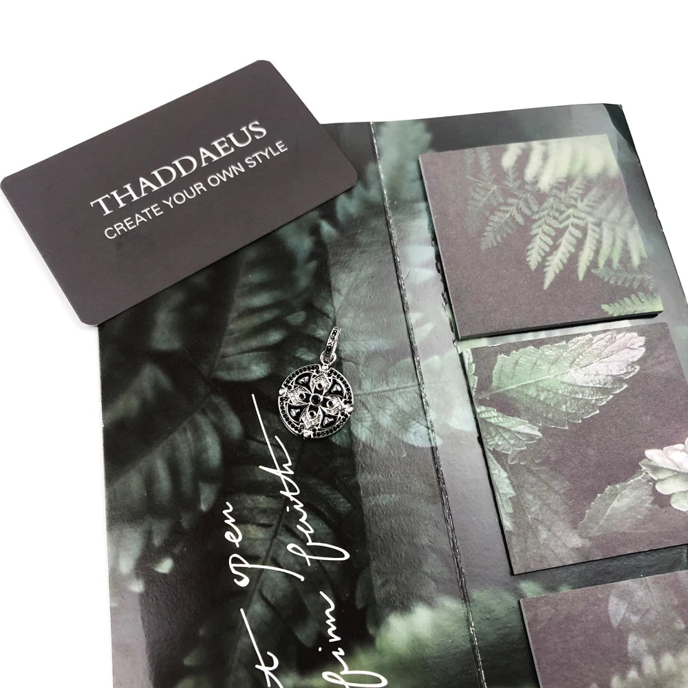 Damen-Charm-Anhänger schwarzes asiatisches Ornament Segen aus Sterlingsilber