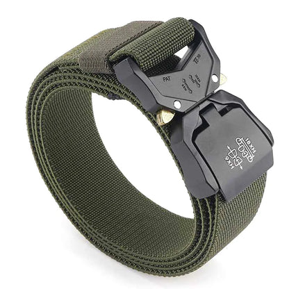 Herren-Gürtel mit 3,8 cm Breite aus Elastischem Material mit Schnellverschluss aus Aluminium für Militärlook