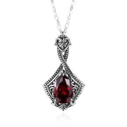 Damen-Granat-Anhänger aus 925er Sterling Silber - Vintage Schmuckstück, handgefertigt
