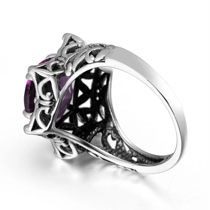 Damen-Ring Aus Sterlingsilber 925 Mit Amethyst Stein Und Davidstern Symbol Handgefertigter Schmuck Für Frauen