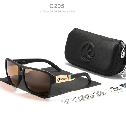 Sonnenbrille quadratisch übergroß polarisiert Blitzspiegel Hartbox Herren