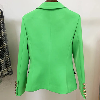 Damen-Blazer Slim barock doppelreihig Löwenknopf Apfelgrün