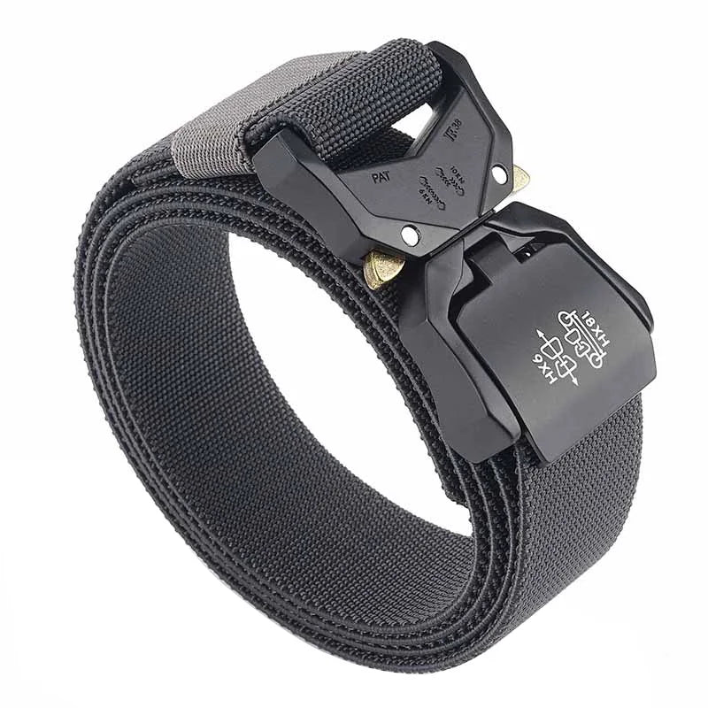 Herren-Gürtel mit 3,8 cm Breite aus Elastischem Material mit Schnellverschluss aus Aluminium für Militärlook