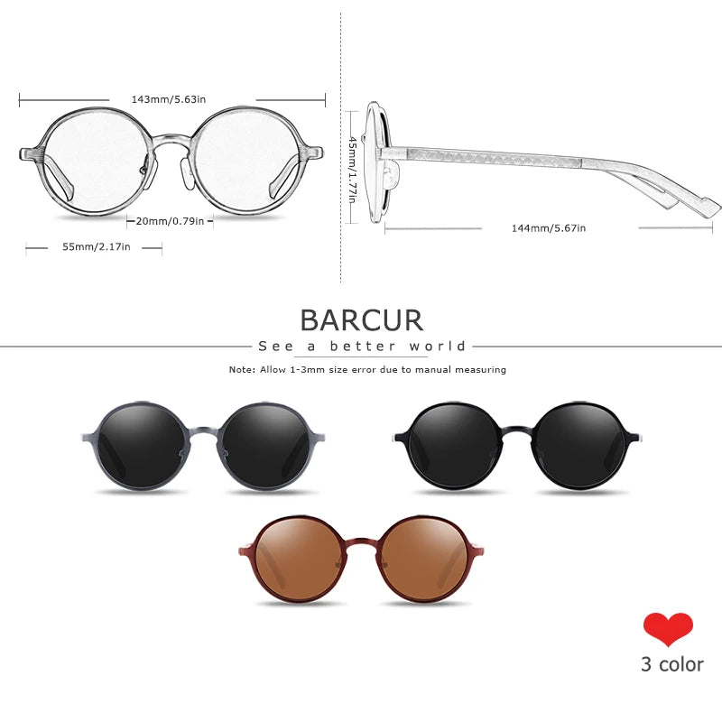Sonnenbrille rund Al-Mg Vintage Steampunk polarisiert Marken-Design