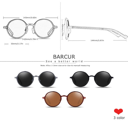 Sonnenbrille rund Al-Mg Vintage Steampunk polarisiert Marken-Design