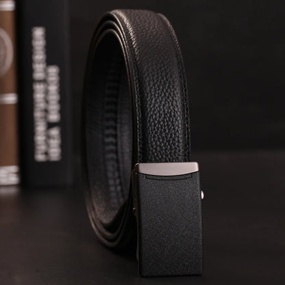 Herren Echtleder-Gürtel Business Casual 3,5 cm Automatik-Schnalle Rindsleder Hochwertig