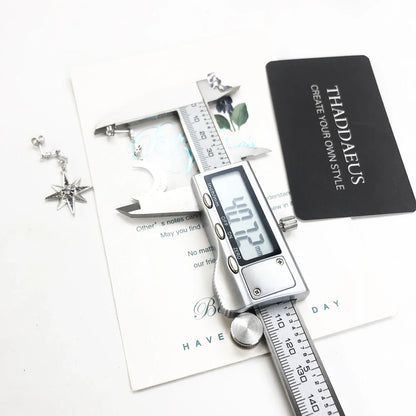Damen-Ohrtropfen Stern Mond magisch Vintage aus Sterlingsilber