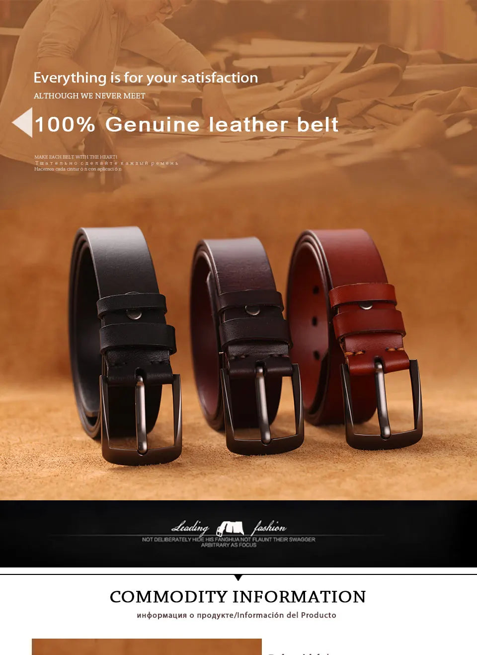 Herren Echtleder-Gürtel 3,8 cm Stiftschnalle Jeans Business Rindsleder Retro
