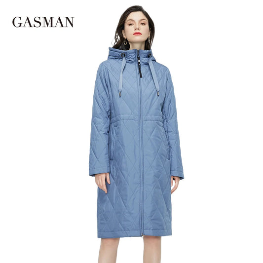 Damen-Trenchcoat mit Kapuze, winddicht und mittellang – lässige Baumwolljacke für Frauen