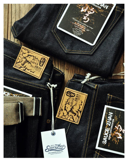 Herren Jeans aus Baumwolle und Leinen im Taper Fit mit 16,5 Unzen