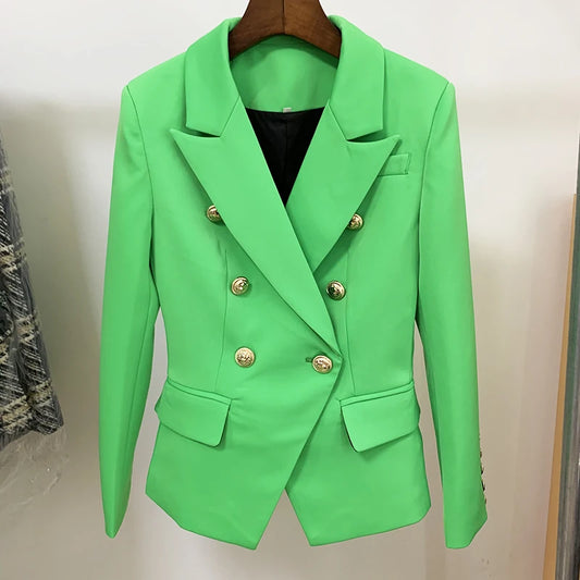 Damen-Blazer Slim barock doppelreihig Löwenknopf Apfelgrün