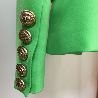 Damen-Blazer Slim barock doppelreihig Löwenknopf Apfelgrün