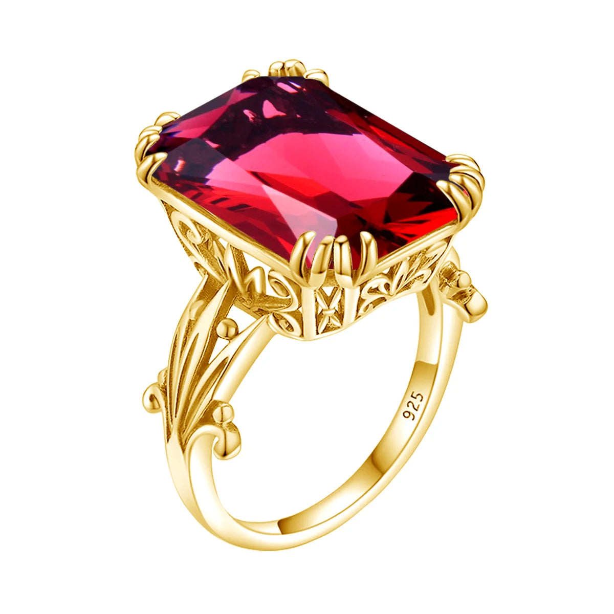 Damen-Ring aus 925er Silber mit großem rechteckigem Citrinstein für eleganten Alltagslook