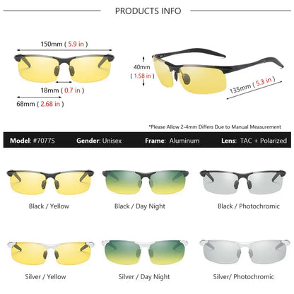 AOWEAR Aluminium Polarisierte Photochrome Sonnenbrille Männer Luxus Qualität Randlose Chameleon Gläser Männlichen Tag Nacht Fahren Sonnenbrille