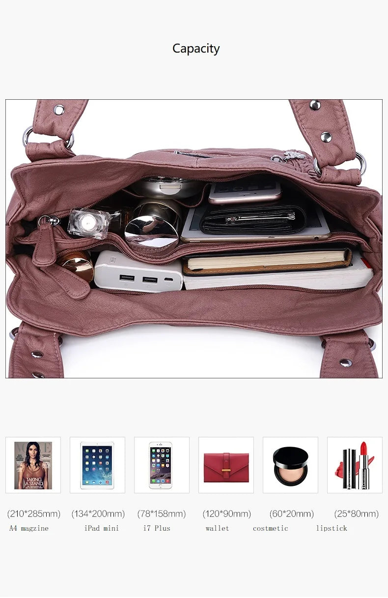Damen-Handtasche aus PU-Leder mit Mehrfachfächern und Reißverschluss und verstellbarem Schultergurt