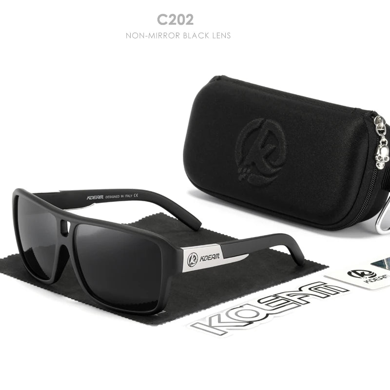 Sonnenbrille quadratisch übergroß polarisiert Blitzspiegel Hartbox Herren