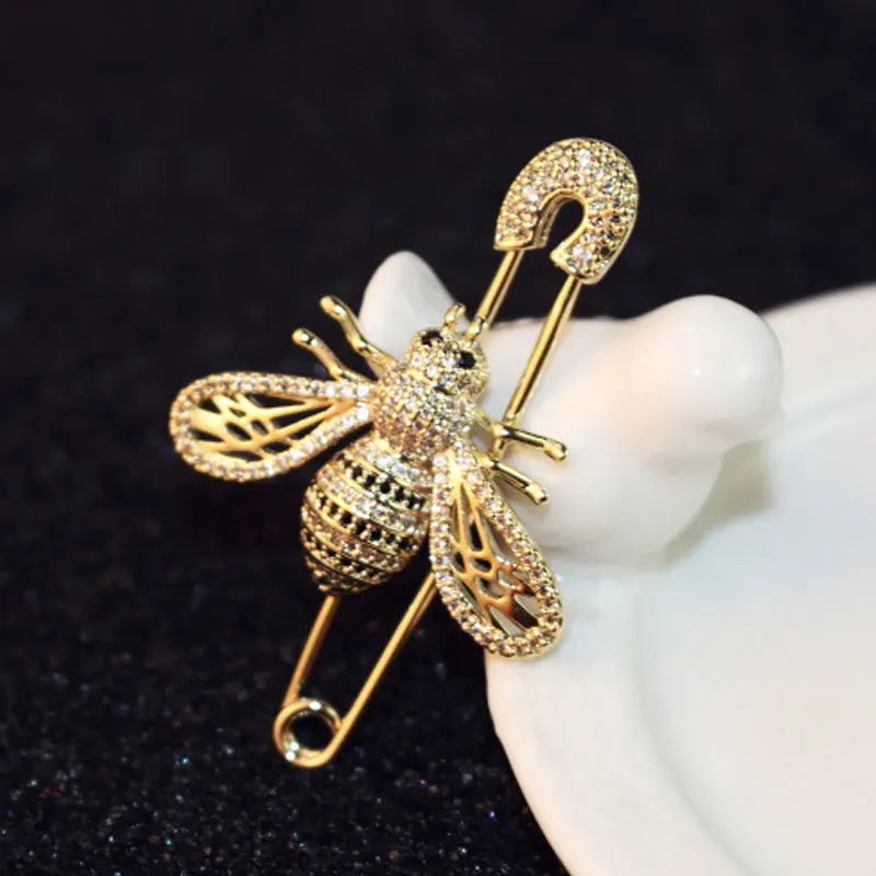Brosche Biene Kristall Gold Hohl Luxus Mantel Schal Schmuck Damen
