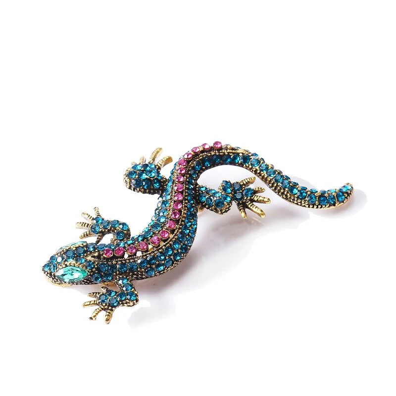 Brosche Eidechse Gecko Strass Vintage Metall Kleidung Party Damen