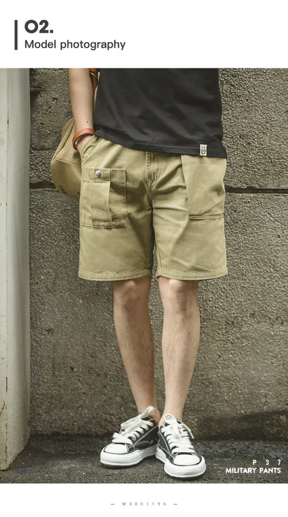Herren Cargo Shorts im Militär-Stil mit verstellbarer Taille und Taschen