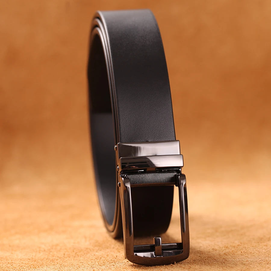 Herren Luxus Echtleder-Gürtel 3,5 cm Designer Automatik-Schnalle Business Rindsleder