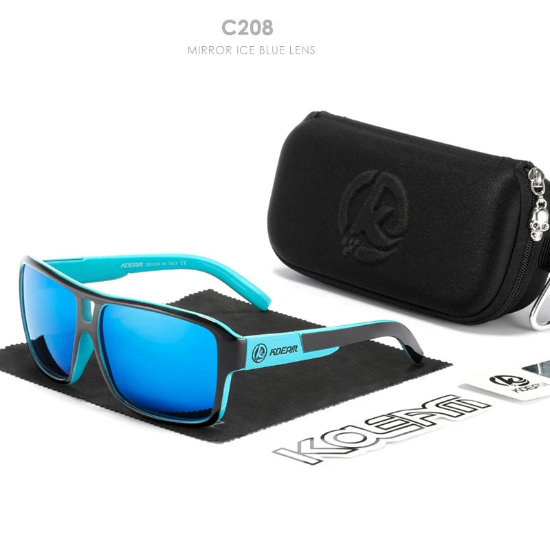 Sonnenbrille quadratisch übergroß polarisiert Blitzspiegel Hartbox Herren