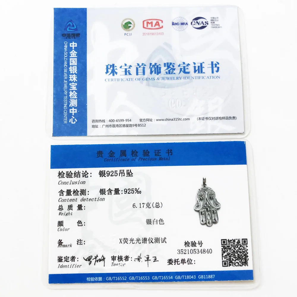 Damen-Charm-Anhänger Hand der Fatima Schutz V aus Sterlingsilber