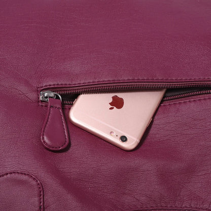 Damen-Schultertasche Aus PU-Leder Mit Reißverschluss Und Innenfächern Großes Stauraumvolumen