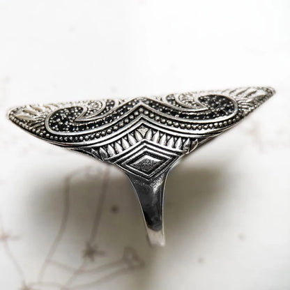 Damen-Ring Maori-Tattoo kulturell aus Sterlingsilber