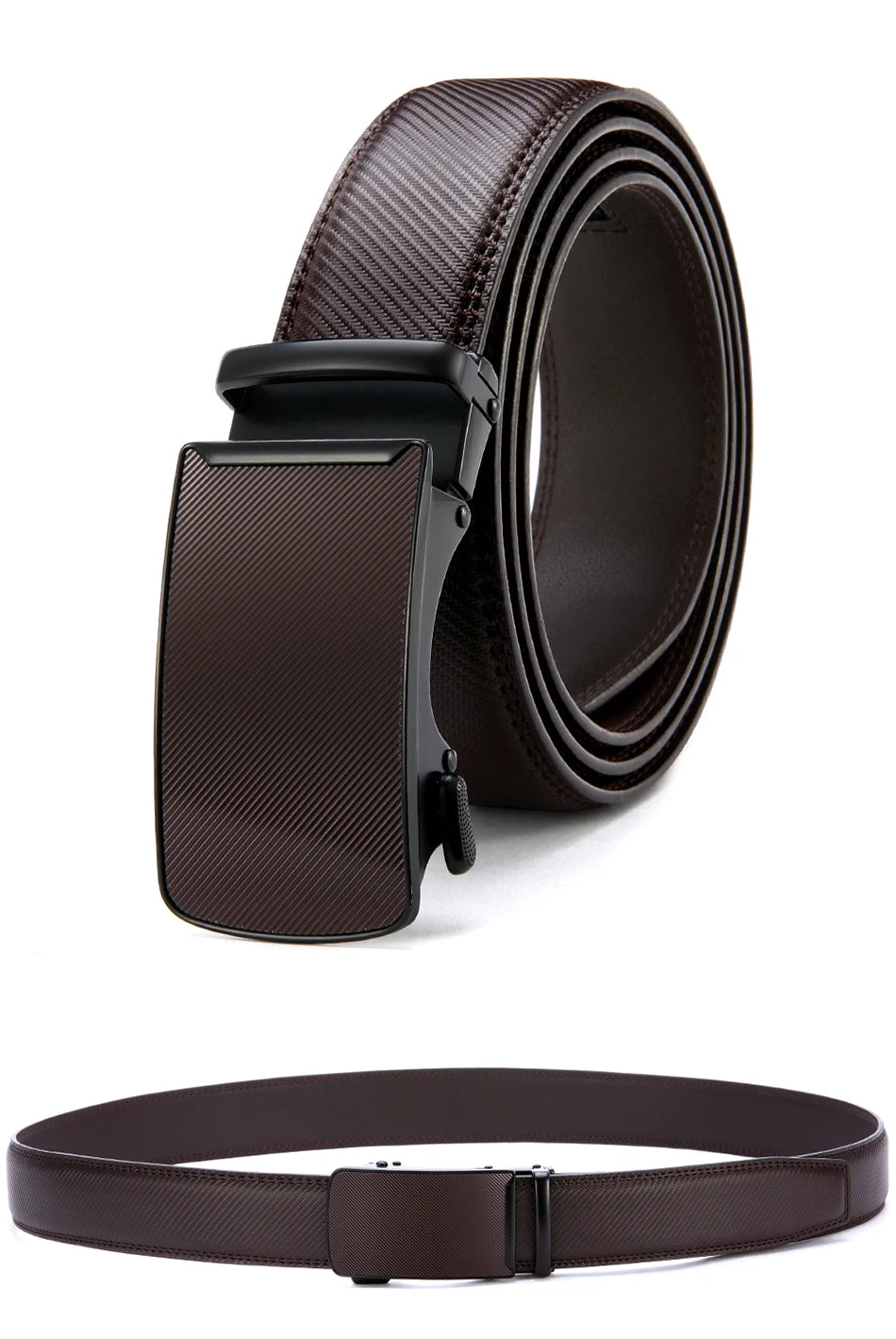 Herren Echtleder-Gürtel 3,4 cm Automatik-Schnalle Business Leisure Rindsleder