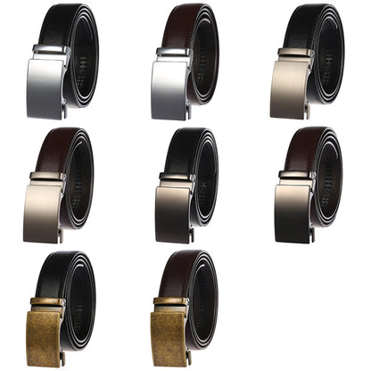 Herren Ledergürtel Mit Automatischer Metallschnalle 3,5 cm Breite Braun 130 cm Länge