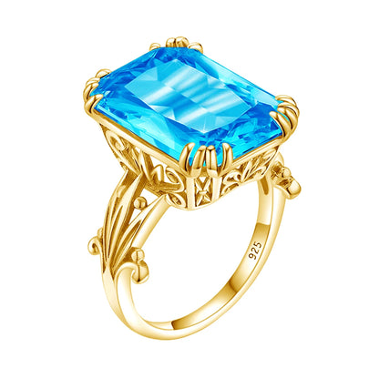 Damen-Ring aus 925er Silber mit großem rechteckigem Citrinstein für eleganten Alltagslook