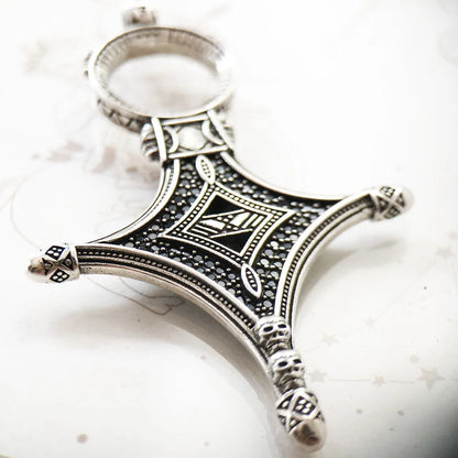 Damen-Charm-Anhänger Ethno Kreuz Glück Vintage aus Sterlingsilber