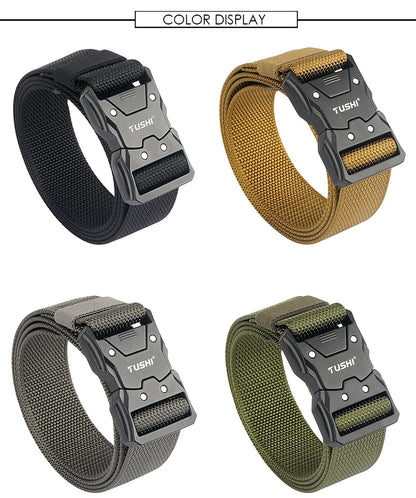 Herren-Taktischer Gürtel aus 1200D Nylon mit Schnellverschluss und robuster Metall-Schnalle, Breite 3,8 cm